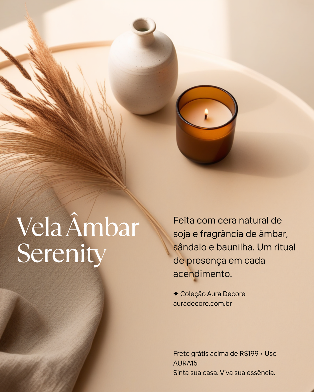 Velas aromáticas naturais cera de soja — ritual de bem-estar japandi